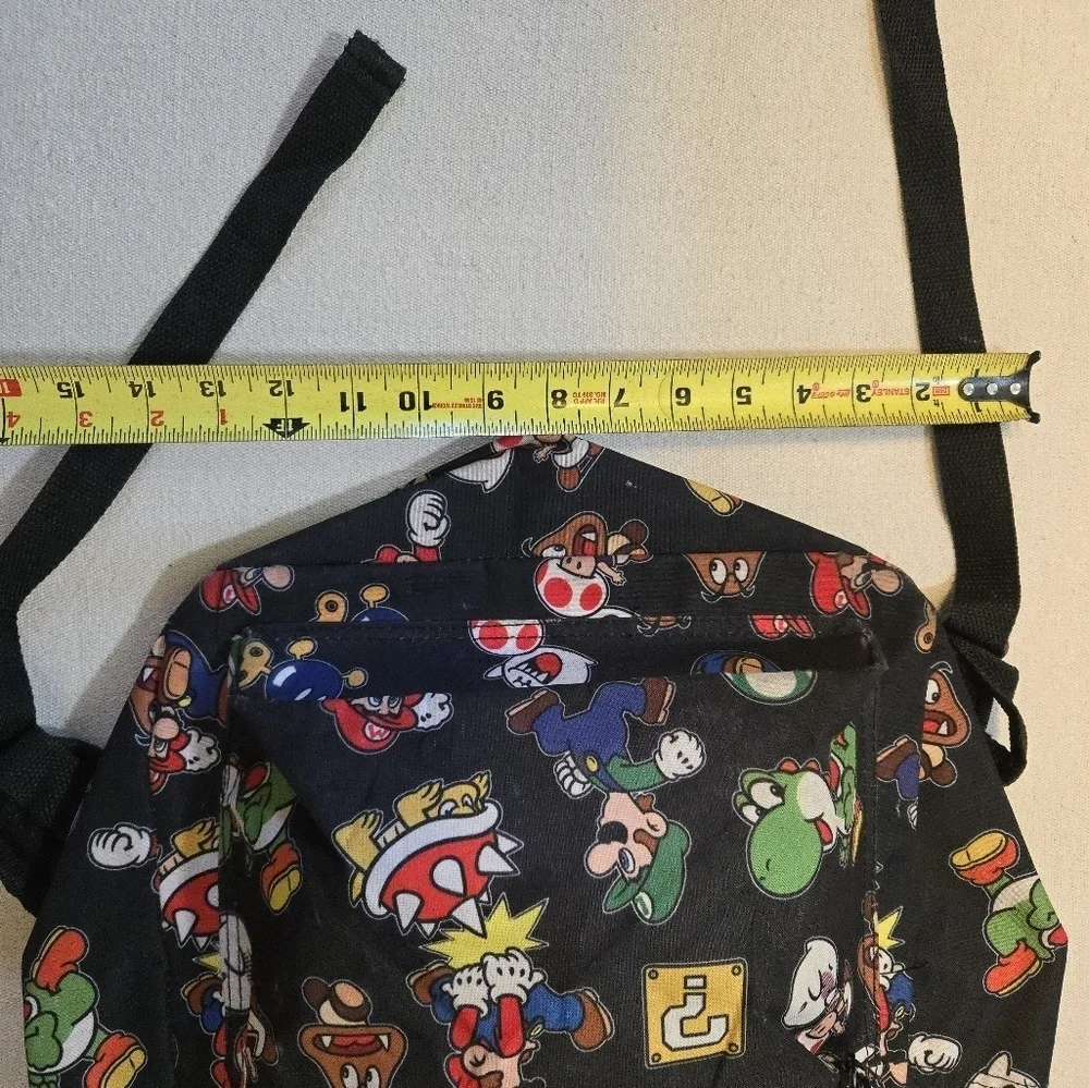 Mario Black Backpack with Colorful Character Design Comicon Mario Gaming